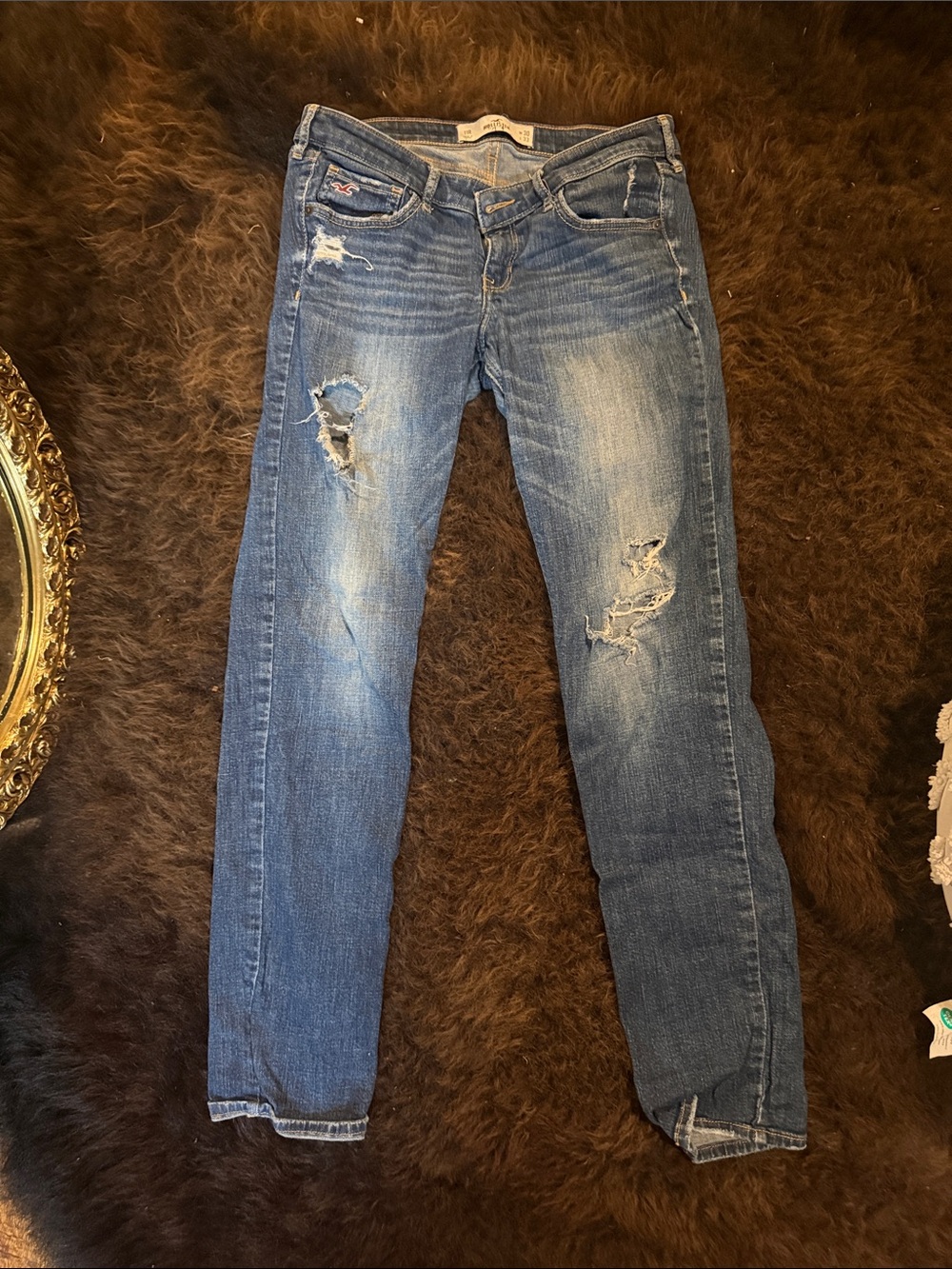 Hollister Distressed Skinny Jeans in Medium Blue Wash